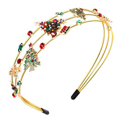 Alloy Rhinestone Gold Hoop Christmas Headband